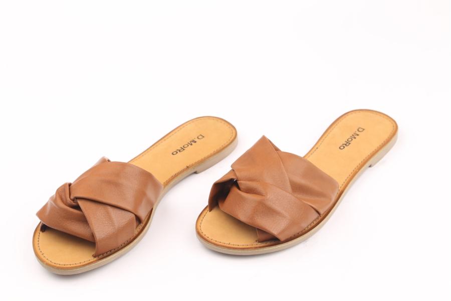 d.moro shoes Women Leather Slippers for summer: MORO-53 Tan Leather (Wholesale)