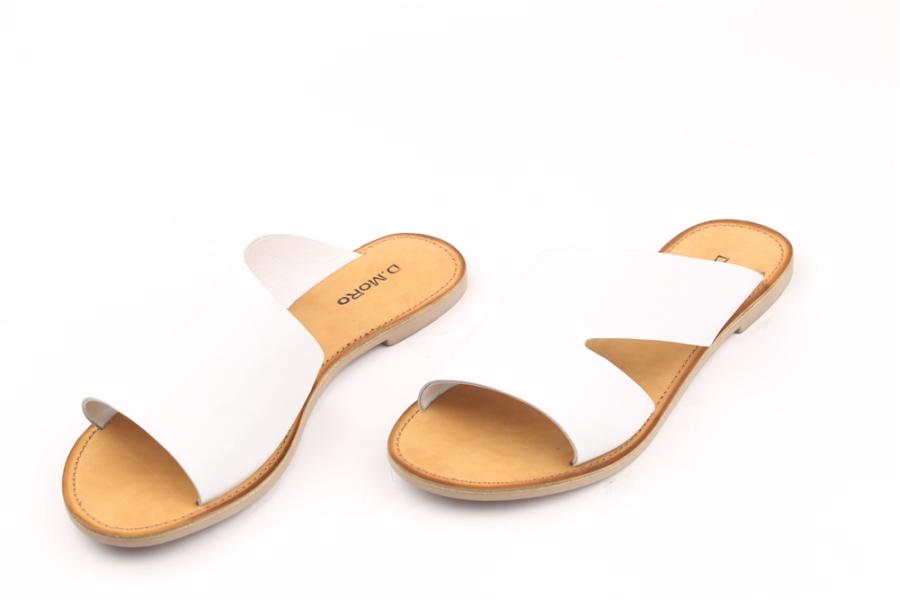 d.moro shoes Women Leather Slippers for summer: MORO-54 White Leather (Wholesale)