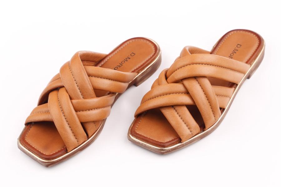 d.moro shoes Women Leather Slippers for summer: MORO-61 Tan Leather (Wholesale)