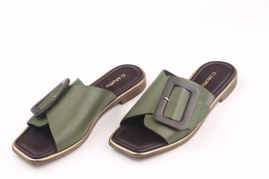 d.moro shoes Women Leather Slippers for summer: MORO-68-R Green Leather (Wholesale)