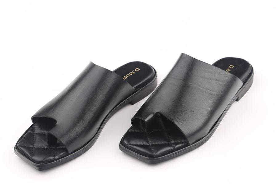 d.moro shoes Women Leather Slippers for summer: MORO-76 Black Leather (Wholesale)