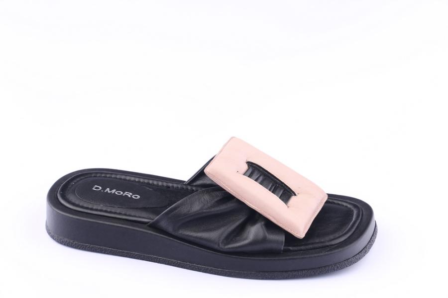d.moro shoes Women Leather Slippers for summer: MORO-84 Black Powder Leather (Wholesale)