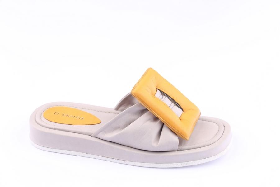 d.moro shoes Women Leather Slippers for summer: MORO-84 Cream Yellow Leather (Wholesale)