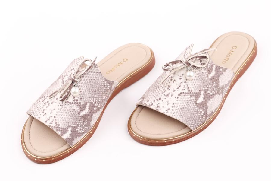 d.moro shoes Women Leather Slippers for summer: NAT-1 Snake Beige Beige Leather (Wholesale)