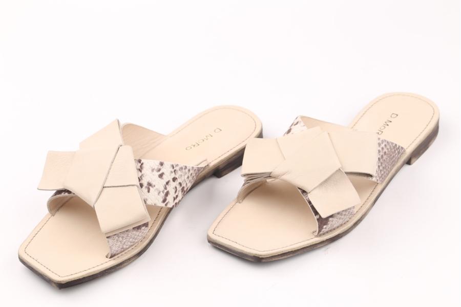 d.moro shoes Women Leather Slippers for summer: NAT-26 Beige Snake Leather (Wholesale)