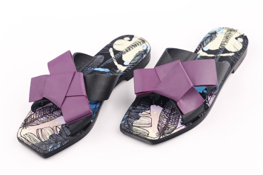 d.moro shoes Women Leather Slippers for summer: NAT-26 Purple Mix Color Leather (Wholesale)