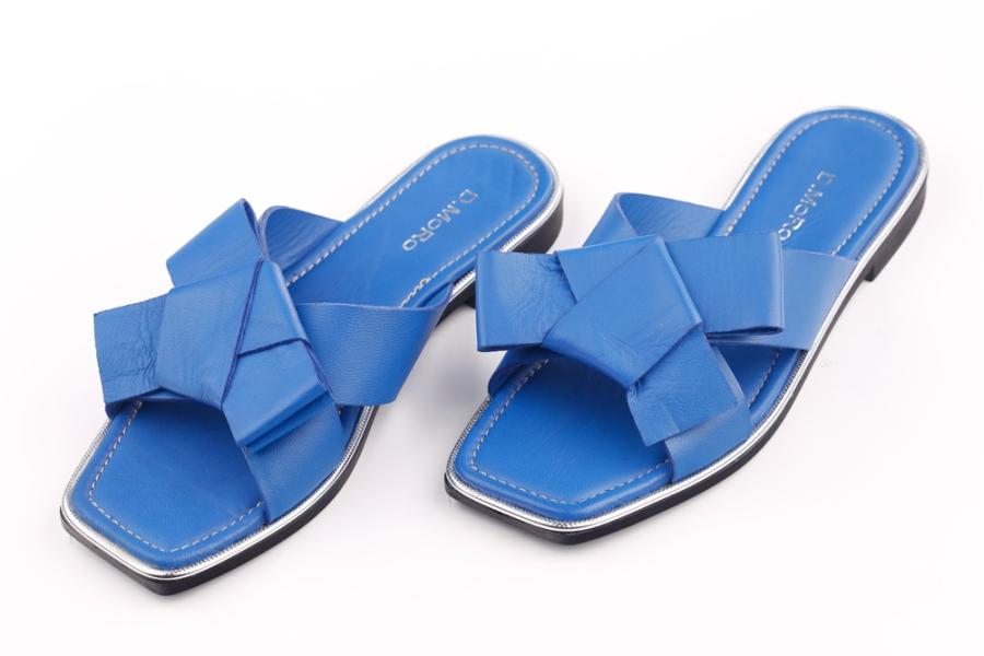 d.moro shoes Women Leather Slippers for summer: NAT-26-R Blue Leather (Wholesale)