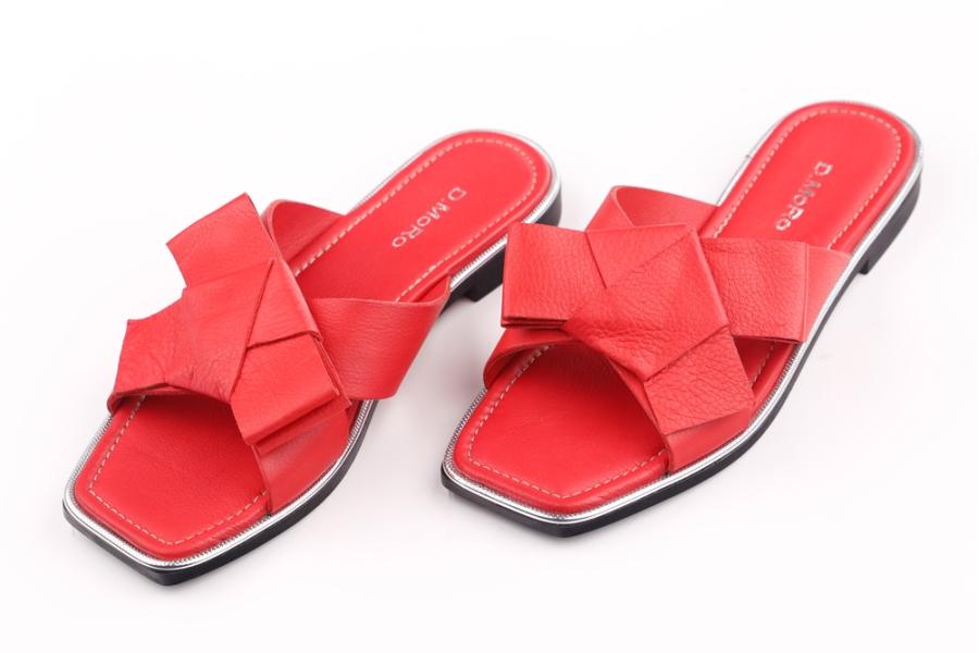d.moro shoes Women Leather Slippers for summer: NAT-26-R Red Leather (Wholesale)