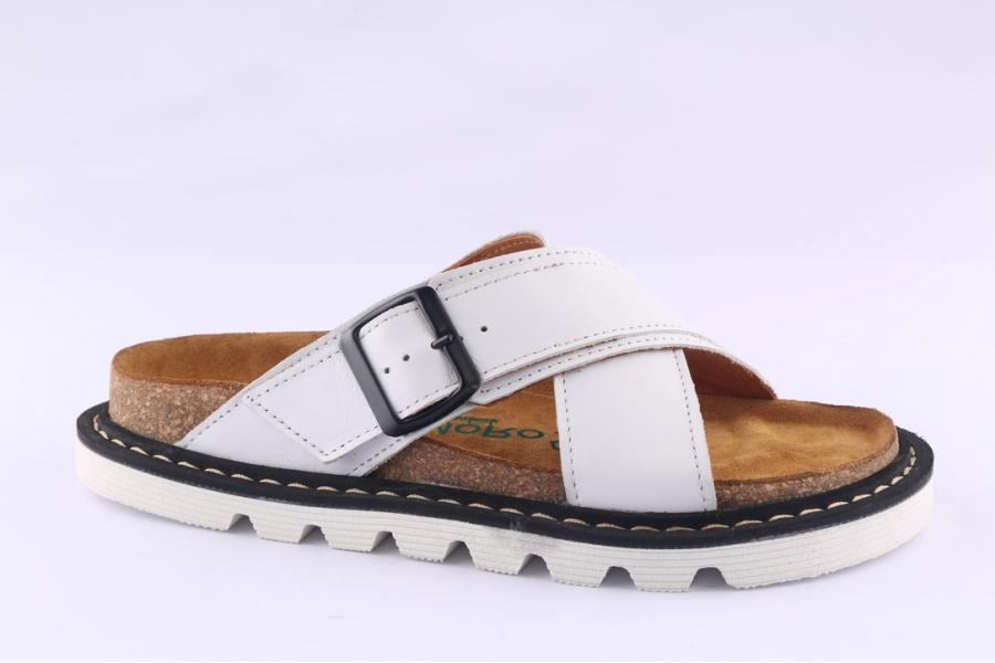 D.moro Shoes Women Leather Slippers For Summer: REY White (Wholesale)