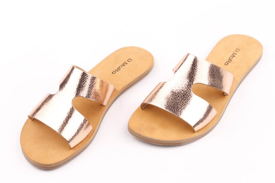 d.moro shoes Women Leather Slippers for summer: SEN-1 Bronze Leather GİOS (Wholesale)