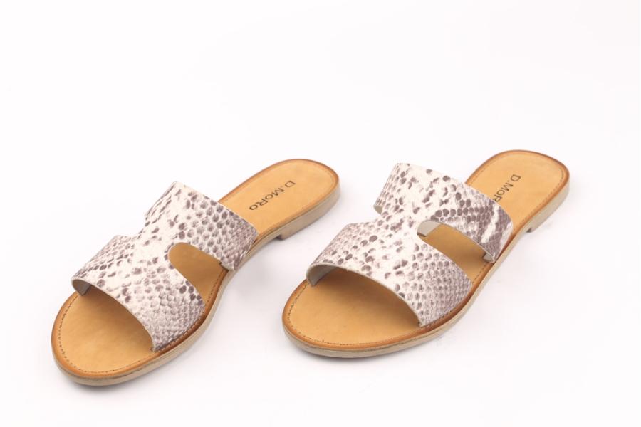d.moro shoes Women Leather Slippers for summer: SEN-1 Snake Beige Leather (Wholesale)