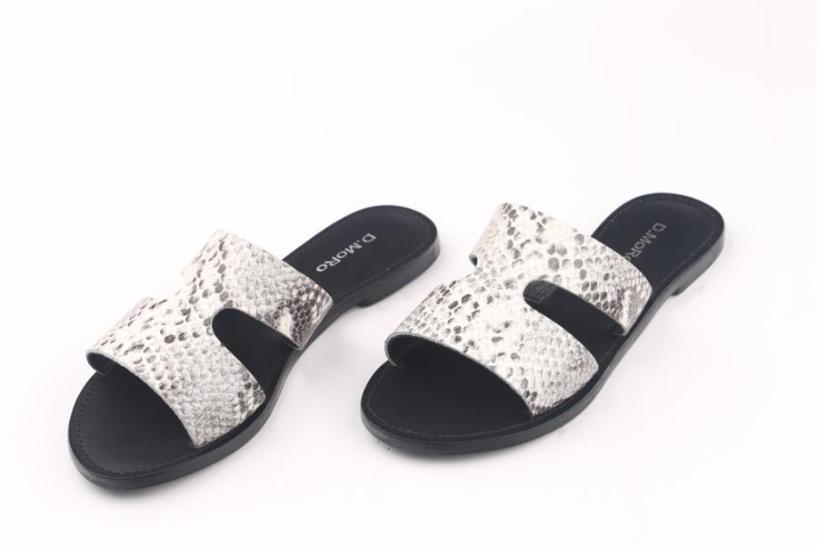 d.moro shoes Women Leather Slippers for summer: SEN-1 Snake Black Leather (Wholesale)