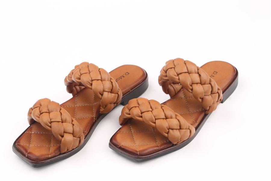 d.moro shoes Women Leather Slippers for summer: TAŞ-11 Tan Leather (Wholesale)