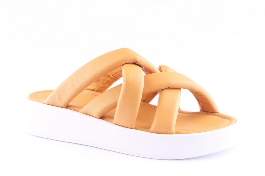 D.moro Shoes Women Leather Slippers For Summer: TAŞ-126 Mustard (Wholesale)