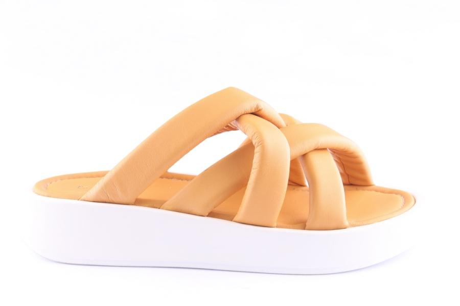 d.moro shoes Women Leather Slippers for Summer: TAŞ-126 Mustard (Wholesale)