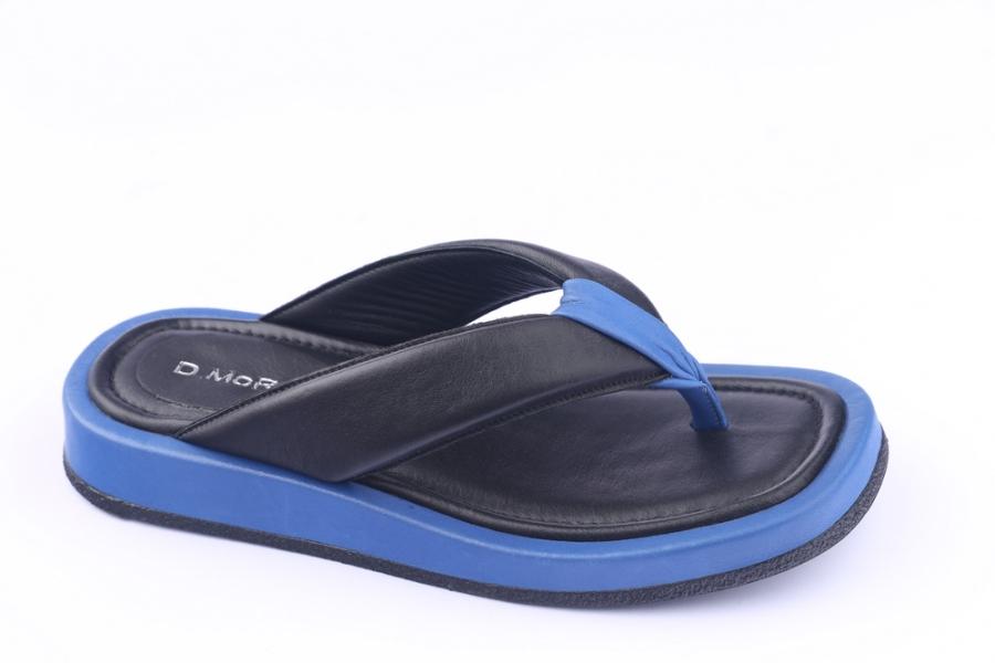 d.moro shoes Women Leather Slippers for summer: TAŞ-179 Black Blue Leather (Wholesale)