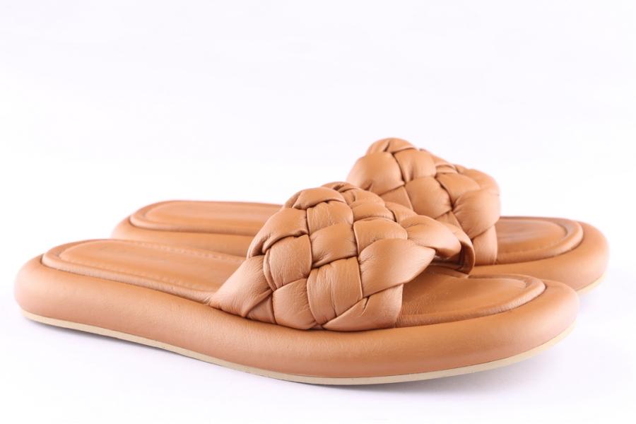 D.moro Shoes Women Leather Slippers For Summer: TAŞ-192 Light Brown (Wholesale)