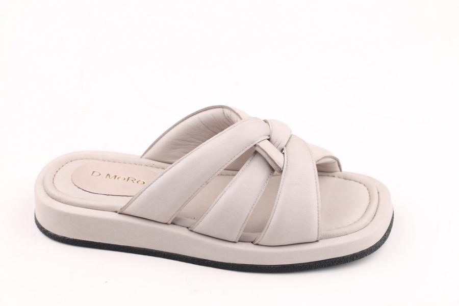 d.moro shoes Women Leather Slippers for summer: TAŞ-239 Cream Leather (Wholesale)