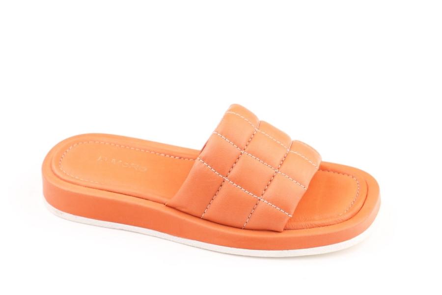 d.moro shoes Women Leather Slippers for summer: TAŞ-240 Orange Leather (Wholesale)