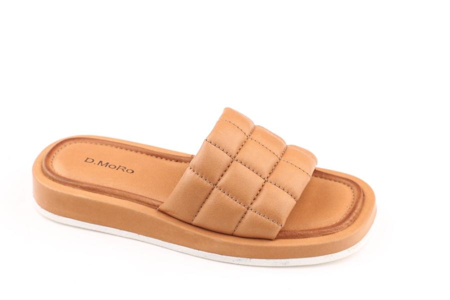 d.moro shoes Women Leather Slippers for summer: TAŞ-240 Tan Leather (Wholesale)