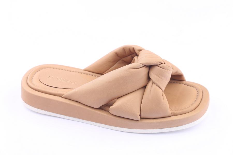 d.moro shoes Women Leather Slippers for summer: TAŞ-251 Dark Beige Leather (Wholesale)