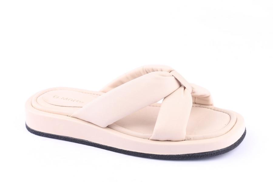 d.moro shoes Women Leather Slippers for summer: TAŞ-273 Beige Leather (Wholesale)