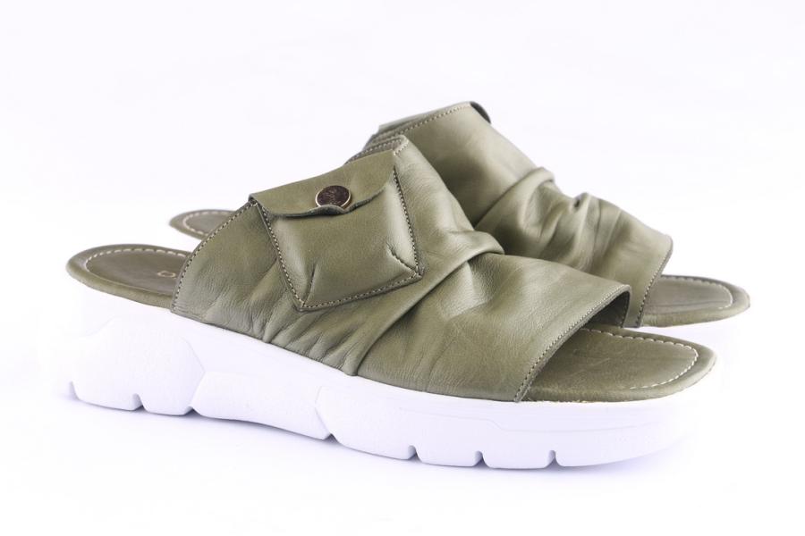 D.moro Shoes Women Leather Slippers For Summer: TAŞ-294 Green (Wholesale)