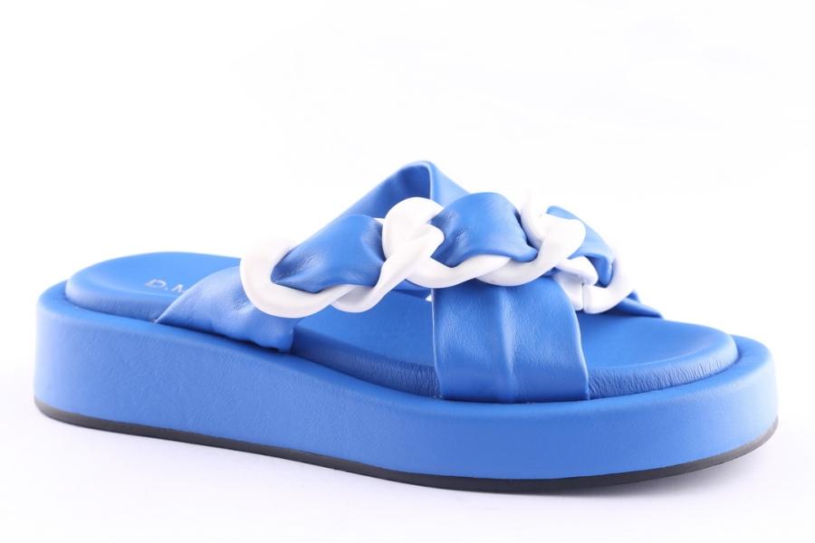 D.moro Shoes Women Leather Slippers For Summer: TAŞ-296 Blue (Wholesale)