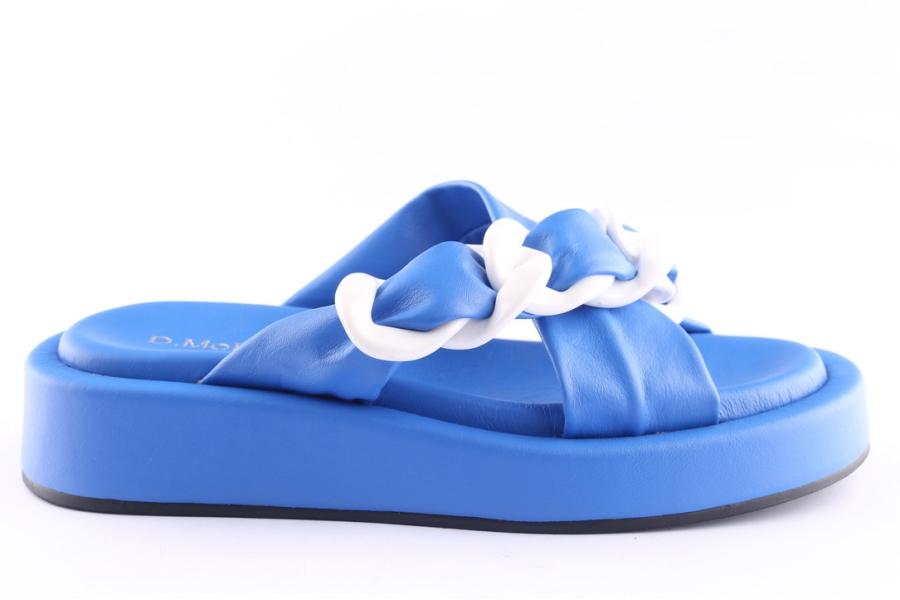 d.moro shoes Women Leather Slippers for Summer: TAŞ-296 Blue (Wholesale)