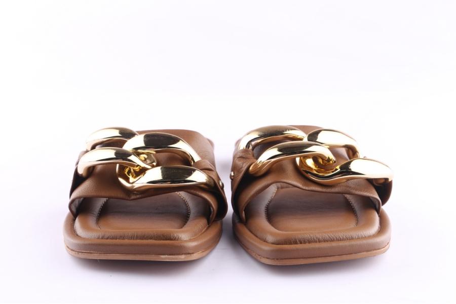 D.moro Shoes Women Leather Slippers For Summer: TAŞ-299 Brown (Wholesale)