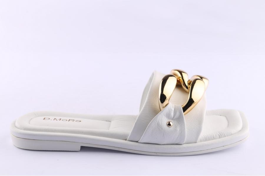 d.moro shoes Women Leather Slippers for Summer: TAŞ-299 White (Wholesale)