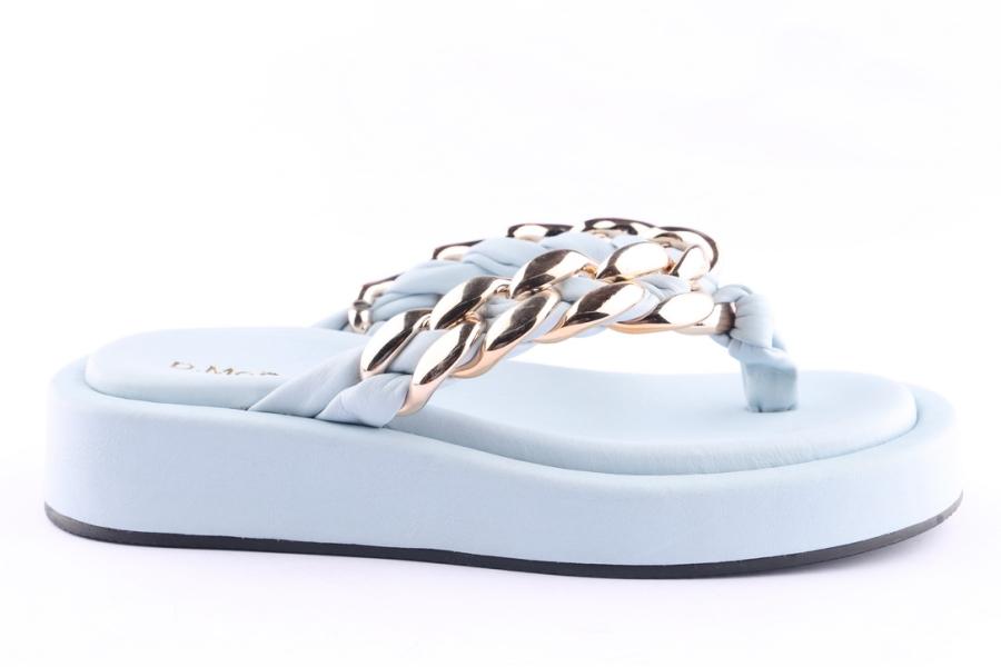 d.moro shoes Women Leather Slippers for Summer: TAŞ-302 Ice Blue (Wholesale)