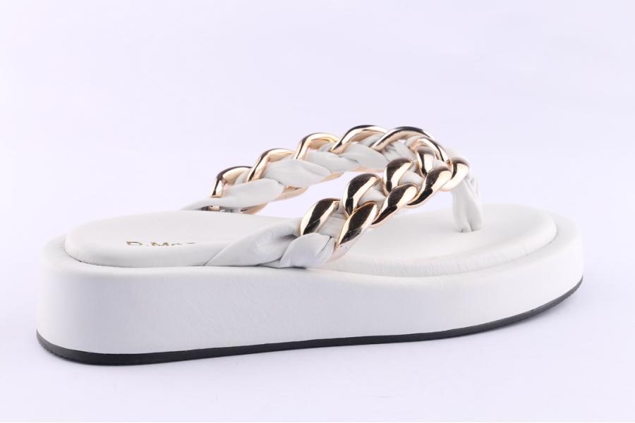 D.moro Shoes Women Leather Slippers For Summer: TAŞ-302 White (Wholesale)
