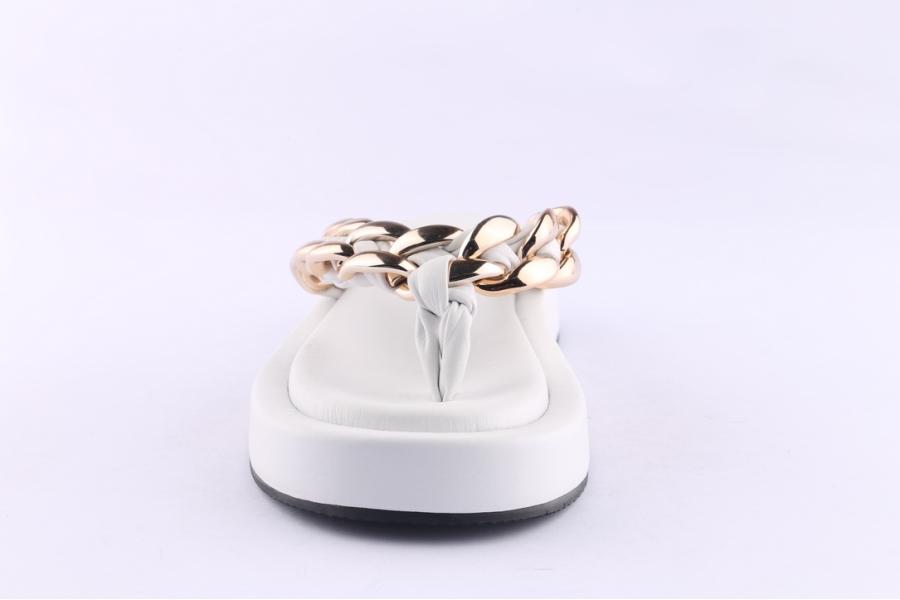 D.moro Shoes Women Leather Slippers For Summer: TAŞ-302 White (Wholesale)