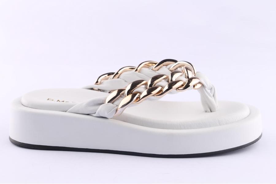 d.moro shoes Women Leather Slippers for Summer: TAŞ-302 White (Wholesale)