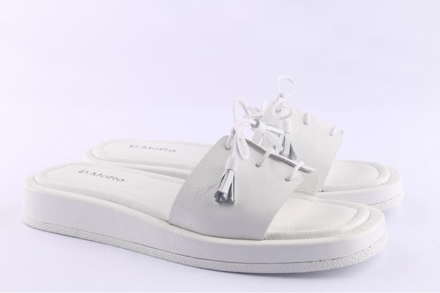 D.moro Shoes Women Leather Slippers For Summer: TAŞ-335 White (Wholesale)