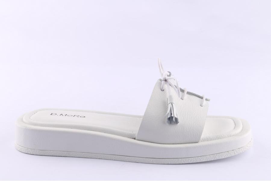 d.moro shoes Women Leather Slippers for Summer: TAŞ-335 White (Wholesale)
