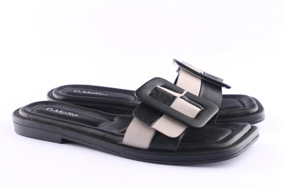 D.moro Shoes Women Leather Slippers For Summer: TAŞ-349 Black (Wholesale)