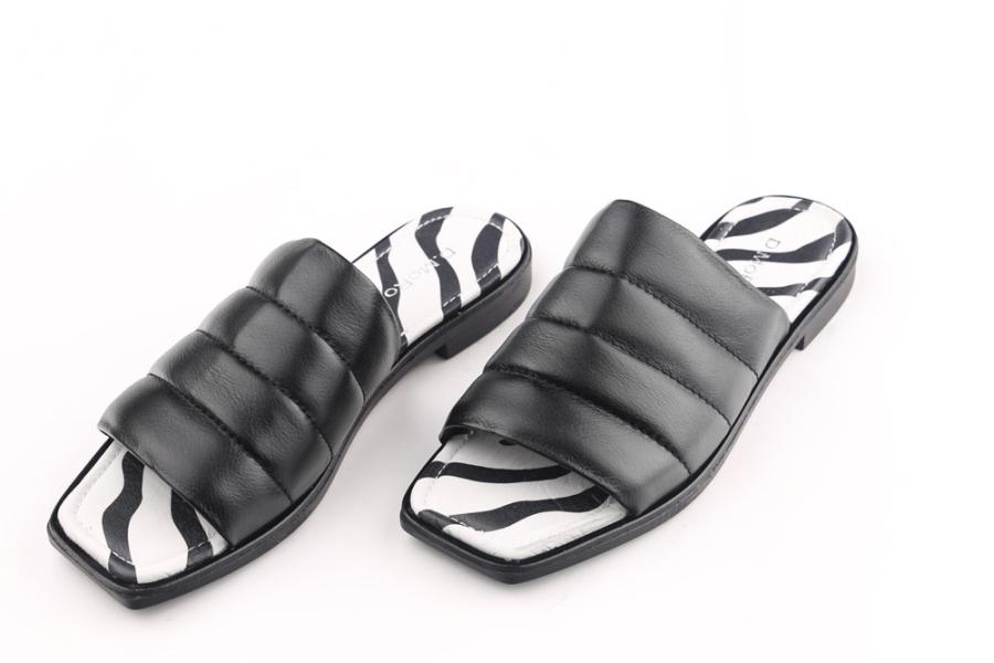 d.moro shoes Women Leather Slippers for summer: TAŞ-46 Black Zebra Leather (Wholesale)