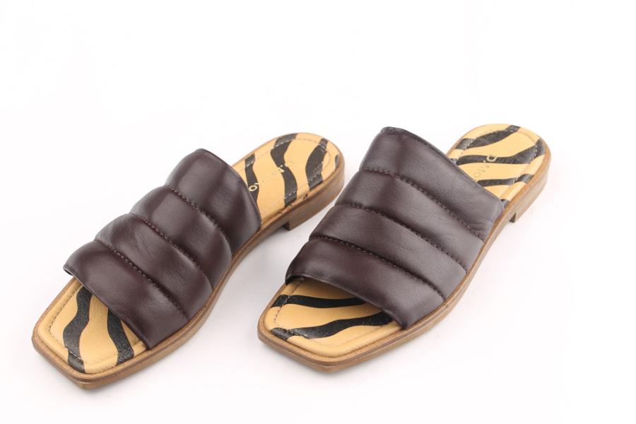 d.moro shoes Women Leather Slippers for summer: TAŞ-46 Brown Zebra Leather (Wholesale)