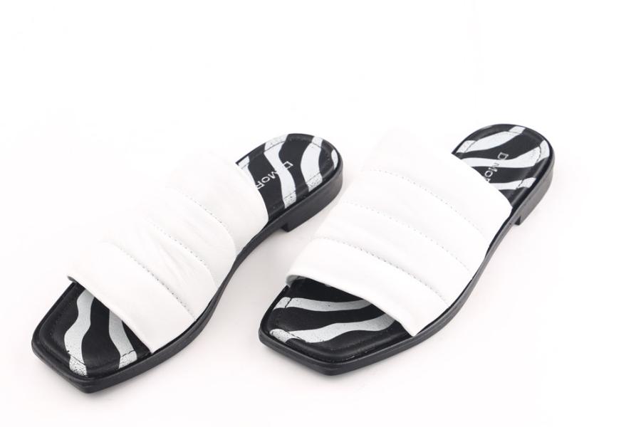 d.moro shoes Women Leather Slippers for summer: TAŞ-46 White Zebra Leather (Wholesale)