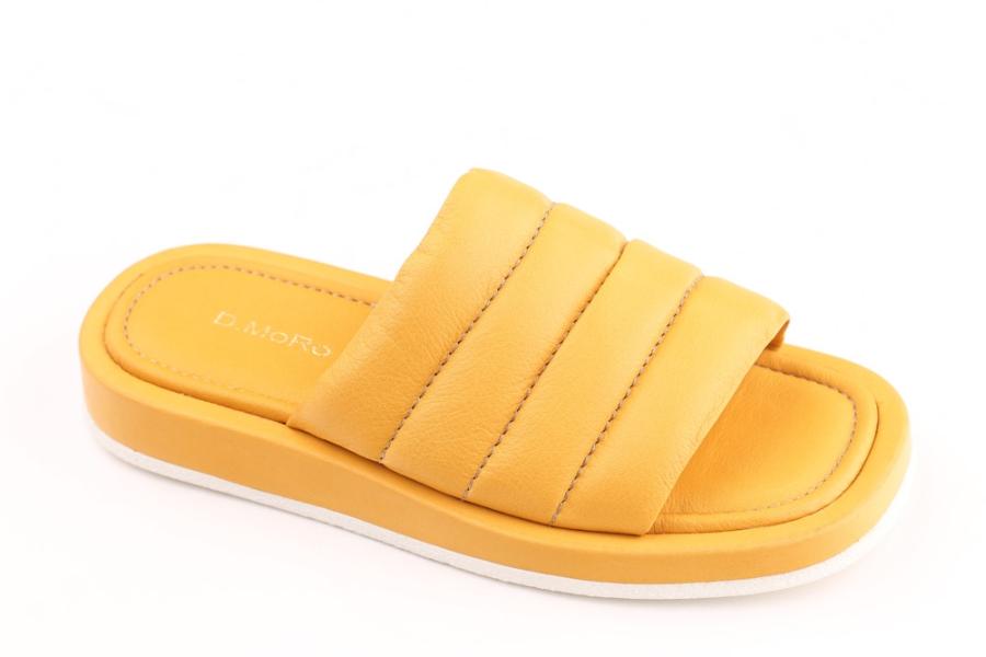 d.moro shoes Women Leather Slippers for summer: TAŞ-46 Yellow Leather (Wholesale)