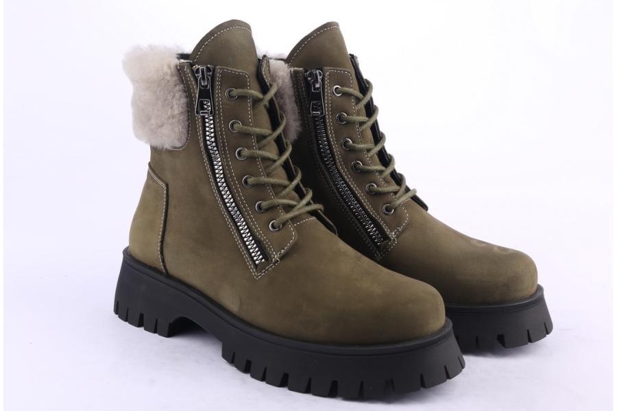 D.moro Shoes Women Nubuck Leather Ankle Boots For Winter: 652E Green (Wholesale)