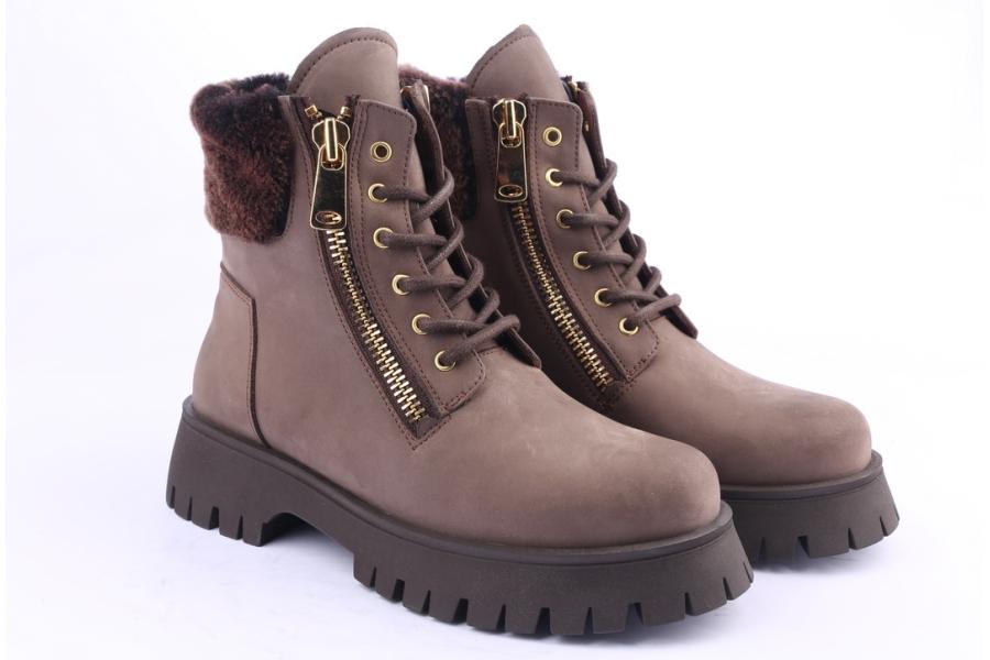 D.moro Shoes Women Nubuck Leather Ankle Boots For Winter: 652E Khaki (Wholesale)
