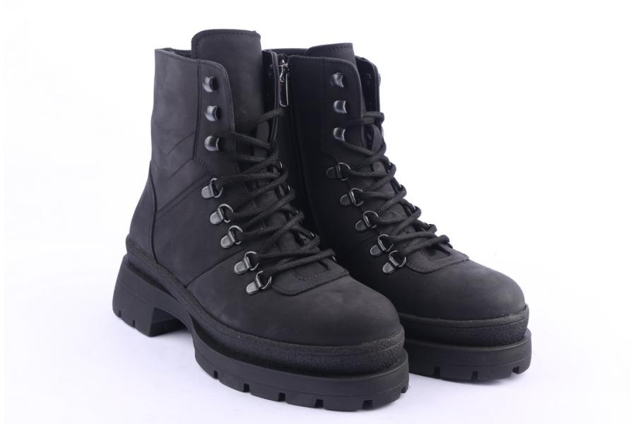 D.moro Shoes Women Nubuck Leather Ankle Boots For Winter: 656E Black (Wholesale)