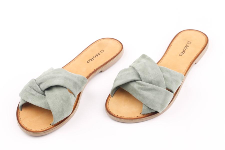 d.moro shoes Women Nubuck leather Slippers for summer: MORO-53 Green Nubuck leather (Wholesale)
