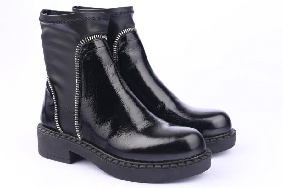 D.moro Shoes Women Patent Leather Ankle Boots For Winter: 519F Black (Wholesale)