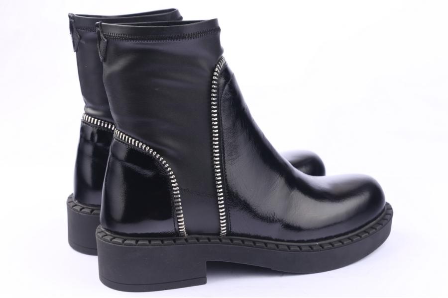D.moro Shoes Women Patent Leather Ankle Boots For Winter: 519F Black (Wholesale)