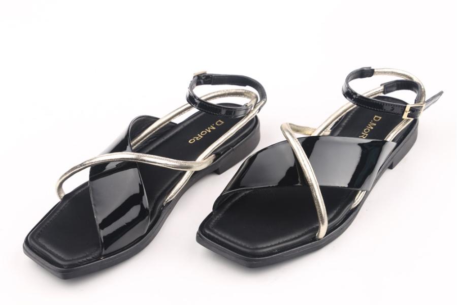 d.moro shoes Women Patent leather Sandals for summer: MORO-48 Black Gold Patent leather (Wholesale)