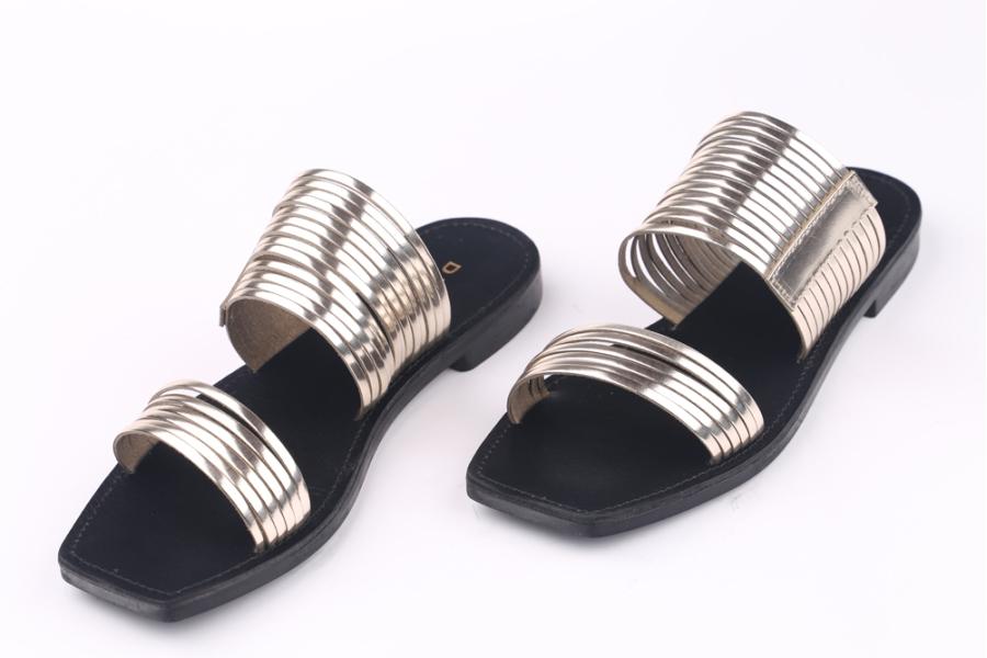 d.moro shoes Women Patent leather Slippers for summer: 11644-16 Gold Black Patent leather (Wholesale)